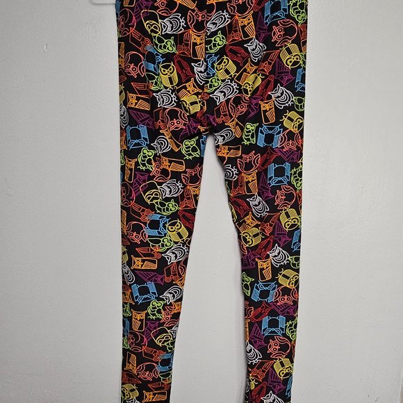 Lularoe OS Leggings OWL PRINT One Size RARE Neon - Picture 6 of 8